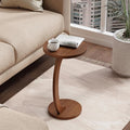 COZAYH C Shaped Round End Table for Couch Small Place, Space Saver Side Table for Sofa, Living Room, Bedside Area, Coffee and Eating Snack Tray, Walnut Color