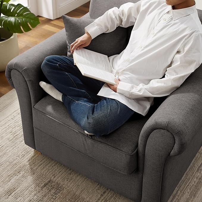 VANOMi 40" W Oversized Accent Chair, Oversized Reading Chair for Living Room, Comfy Reading Nook Chairs for Bedroom, Upholstered Large Chair Armchair Single Sofa for Small Space (Dark Gray)