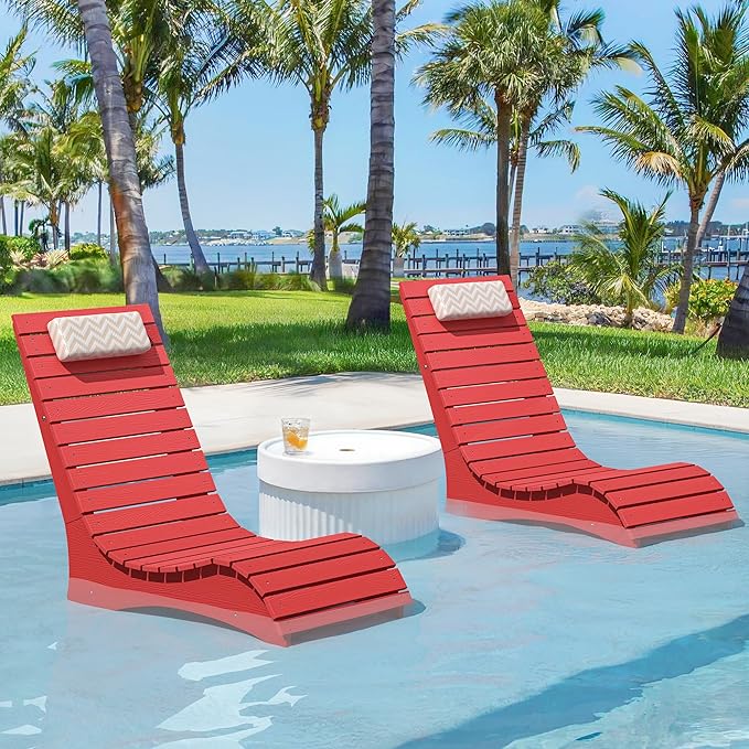 Homenjoy HDPS Pool Lounge Chairs, Use in Pools Lounge Chairs up to 10-Inches of Water, Chaise Chairs with Headrest, Lounge Chair Outdoor, Fade-Resistant Pool Lounger for Deck