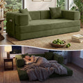Fancyfire 78.8" Convertible Sofa Bed with Armrest Pillow,4-in-1 Sleeper Couch Bed for Livingroom,Modular Corduroy Boneless couches,No Assembly (Green)