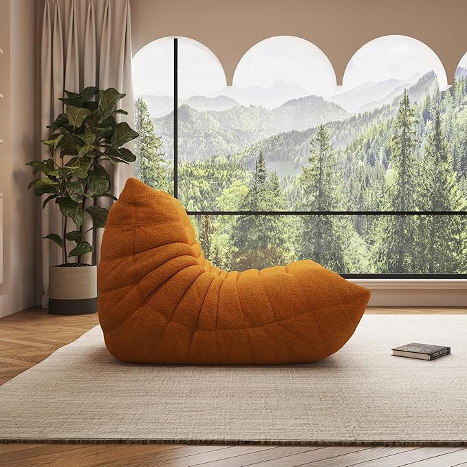 Bean Bag Chair, Oversized Bean Bag Chair for living Room, Fireside Chair for adults with Memory Foam Filled, Big Accent Sofa Lounge Floor Sofa for Gaming, Reading, Relax, No Assembly Required (Yellow)