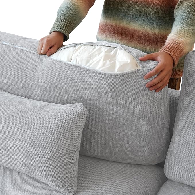 Cloud Couch Modular Sectional Sofa,156" U Shaped Large Down Filled Convertible Sofa with Ottomans for Living Room Set, Covers Washable&Replaceable(Gray)