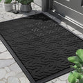 Yimobra Front Door Mat Outside Entrance 29.5x17, Waterproof Heavy Duty Outdoor Mats for Front Door, Non Slip Rubber Entry Mat for Garage Patio Indoor, Black
