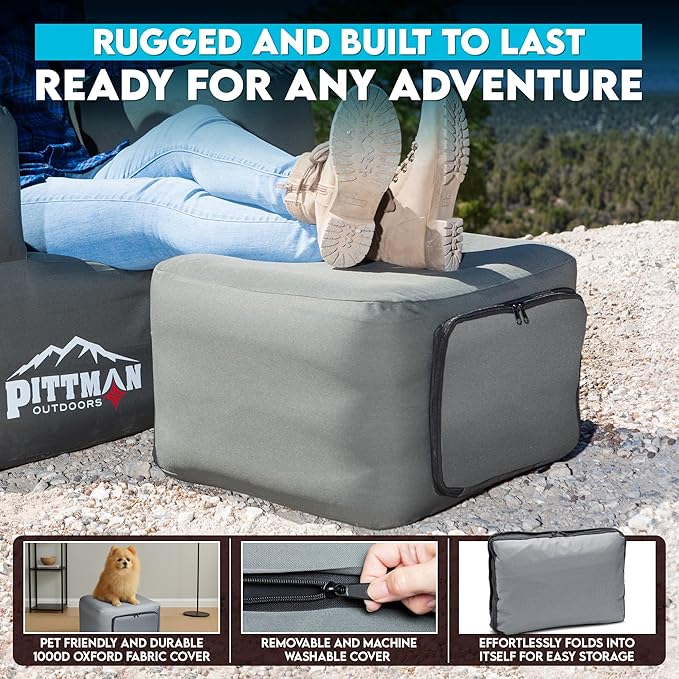 Pittman - Inflatable Furniture Set with Built in Pump for Outdoors & Indoors - Blow Up Couch Set has Heavy Duty Puncture Resistant Fabric for Inflatable Sectional Comfort & Durability if Camping
