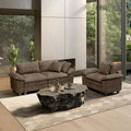 HERA'S HOUSE 2 Pieces Modular Sectional Sofa Sets, Oversized Couch Set with Loveseat and Armchair, Comfy Cloud Couches with Throw Pillows, 3-Seater Deep Seat Sofa for Living Room, Chenille Taupe
