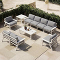 Patio Kingdom Patio Furniture Set 8 Seats, 4-Seater and 2-Seater Outdoor Sofas with Gray Washable Thick Cushions, Patio Conversation Sets for Lawn, Garden, Porch, Balcony, Deck (White Frame)
