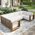 MIXPATIO Outdoor Patio Furniture Set, 6 Piece U Shape Patio Couch Rattan Wicker Sofa, Sectional Modular Outdoor Conversation Set with 10" Extra Thick Cushions for Deck Backyard Lawn