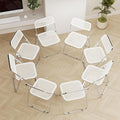 8 Pack Plastic Folding Chair Foldable Portable Plastic Chair,Outdoor Indoor Portable Party Chairs,Stackable Commercial Seats with Steel,300-Pound Capacity,White
