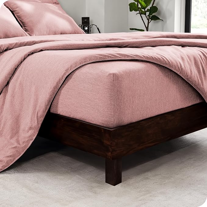Bare Home Bed-in-A-Bag 7 Piece Comforter & Sheet Set - Full - Goose Down Alternative - Ultra-Soft 1800 Premium - Bed Set - Cationic (Full, Heathered Rosewood)