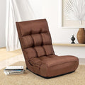 KOMFOTT Folding Floor Chair for Adults, Floor Gaming Chair with 5-Position Adjustable Headrest & 4-Position Adjustable Backrest, Side Pocket, Floor Seating Lazy Sofa for Reading, Meditating, Brown