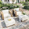 MIXPATIO 4 Pcs Outdoor Patio Furniture Set, Outdoor Wicker Modular Sofa Couch, 2 Rattan Single Sofa, 2 Ottomans with 10" Extra Thick Cushions