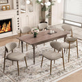 Dining Chairs Set of 6, Curved Back Kitchen Room Chairs with Metal Legs and Anti Slip Pads, Upholstered Dining Chair for Home and Restaurant, Camel
