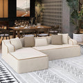 SUNSHINE VALLEY Cloud Sectional Couch for Living Room, 104'' L-Shaped Modular Sofa with Chaise, Modern Corduroy Boneless Couch with Deep Seat, No Assembly Required, Beige