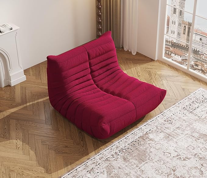 Bean Bag Chair, Fireside Chair, Large Bean Bag Chair for Adults, Bean Bag Chairs for Teens with High-Resilience Foam, Non-Slip Base Floor Lounge Sofa,Living Room (Burgundy, Single)