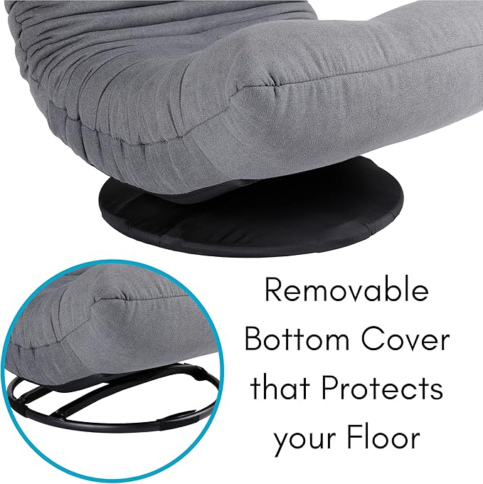 BIRDROCK HOME Swivel Floor Chair - 360 Adjustable Memory Foam Lounge Seat - Gaming - Comfortable Back Support - Cushion Dorm Rocker - Comfy for Reading Game Meditating - Fully Assembled (Grey)
