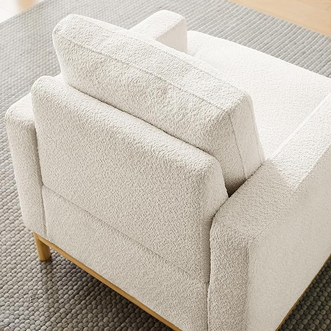 VANOMi Oversized Accent Chair, Mid Century Modern Upholstered Armchair for Living Room, Comfy Chair for Bedroom Reading Chair, Single Sofa for Small Space with Rubberwood Base