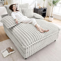 54.8" W Oversized Chaise Lounge Chair Indoor with 5-Position Adjustable Backrest, Plush Sleeper Sofa Bed with Pillows, Upholstered Cloud Couch Chair for Living Room, Study Room, Silver Grey