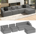 HERA'S HOUSE 134" Cloud Sectional Couch, L-Shaped Modular Upholstered Sofa with Ottoman, Corduroy Boneless Couches with Wide Armrest and 5 Throw Pillows for Living Room, No Assembly Required, Grey