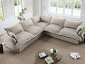 Lopzeho Oversized Modular Sectional Sofa, 5 Seater V Shaped Modular Couch with Washable Cover, Comfy Down Fill Cloud Couch, Light Grey
