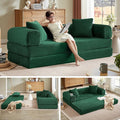 Chorlenimi Boneless Couch Futon Sofa Bed Sectional Couches for Living Room,Cloud Couch with Sleeper Sofa,Sofas for Living Room Oversized Corduroy Upholstered (Green, 76 Inches (No Iron Frame))