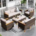 Sophia & William Patio Furniture Set with Swivel Chairs, 9 Piece Outdoor Sectional Furniture Wicker Modular Sofa Couch, Conversation Set for Deck Backyard Lawn, Beige