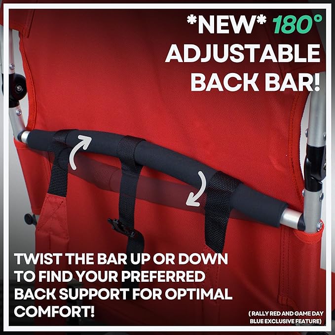 Padded Bleacher Seat – The Ultimate Reclining Stadium Chair with Full Back & Neck Support and 360° Swivel – Lightweight, Foldable, and Portable with Backpack Straps - Patent Pending