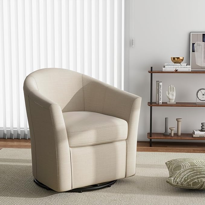 DREAMSIDEA Swivel Accent Chair Armchair, Modern Round Single Sofa Seating Comfy Reading Barrel Chairs for Living Room Bedroom (Brown, Set of 1)