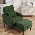 Lumibee Accent Chair with Storage Ottoman, Upholstered Comfy Reading Chair with Adjustable Reclining Backrest, Corduroy Fabric Lounge Chair Armchair for Living Room Bedroom, Green