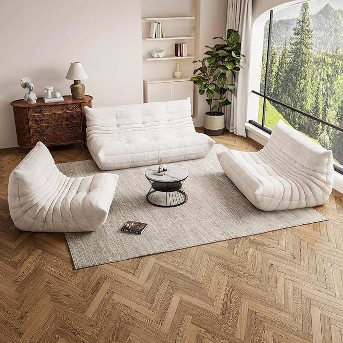Bean Bag Chair, Oversized Bean Bag Chair for Living Room, Fireside Chair for Adults with Memory Foam Filled, Big Accent Sofa Lounge Floor Sofa for Gaming, Reading, Relax, No Assembly Required.