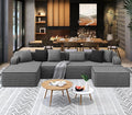 SUNSHINE VALLEY U Shaped Boneless Modular Cloud Couch, 133.5'' Oversized Corduroy Sectional Sofa for Living Room, 6-Seat Upholstered Modern Couch with Deep Seat, No Assembly Required, Grey