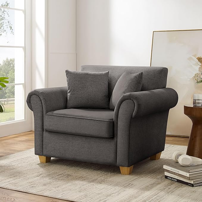 VANOMi 40" W Oversized Accent Chair, Oversized Reading Chair for Living Room, Comfy Reading Nook Chairs for Bedroom, Upholstered Large Chair Armchair Single Sofa for Small Space (Dark Gray)