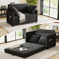 kakuboohi 51" Loveseat Sleeper Sofa Bed, Chenille Convertible Floor Sofa Bed for Small Spaces, Folding Couch Bed with Deep Seat, 2 Pillows & Solid Frame, Pull Out Floor Couch for Living Room, Black