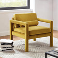 Art Leon Modern Accent Chair, Velvet Upholstered Arm Chair with Pillow, Single Sofa Chair for Living Room Bedroom, Yellow
