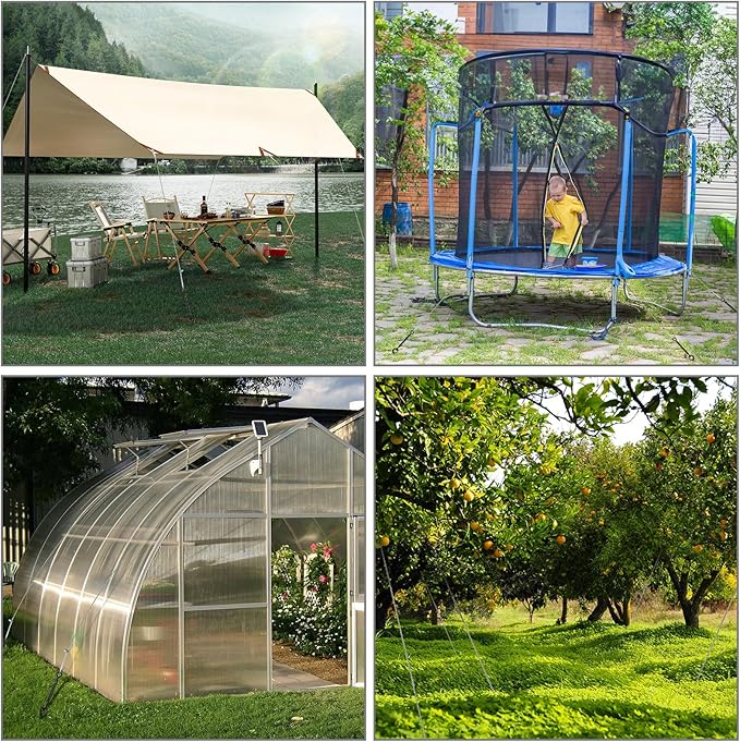 6 Pack 18" Ground Anchors Shed Anchor Kit with 1/8" Galvanized Cable & Turnbuckles, Heavy Duty Earth Anchors for Sheds Canopy Gazebo Dog Runs Carport Tent