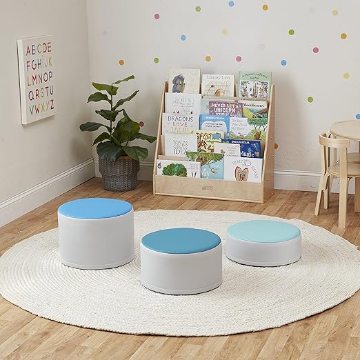 ECR4Kids SoftZone Colorful Stump Stool Set, Flexible Seating, Contemporary, 3-Piece