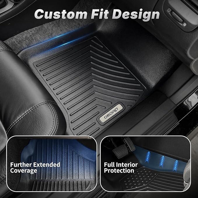 OEDRO Floor Mats Fits for 2017-2026 Ford F-250/F-350 Super Duty Crew Cab with 1st Row Bench Seat, with Under Storage Box, Custom Fit Black TPE All-Weather Protection Floor Liners