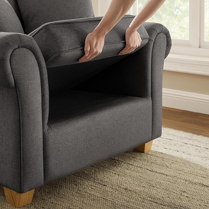 VANOMi 40" W Oversized Accent Chair, Oversized Reading Chair for Living Room, Comfy Reading Nook Chairs for Bedroom, Upholstered Large Chair Armchair Single Sofa for Small Space (Dark Gray)