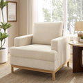VANOMi Oversized Accent Chair for Living Room, Modern Upholstered Reading Armchair for Bedroom, Comfy Chair for Apartment, Single Sofa for Small Space with Rubberwood Base
