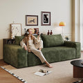 71" Loveseat Sofa in a Box,Plush Corduroy Fabric Deep Seat Couch,No Assembly Required,Space-Saving Design,Comfy Seater Sofa for Living Room, Apartment, Bedroom & Office,Modern,Green