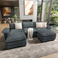 HERA'S HOUSE 124" Modular Sectional Sofa, Oversized U Shaped Couches for Living Room, Comfy Cloud Couch with Ottoman, 5-Seater Deep Seat Sofa with Throw Pillow, Chenille Blue