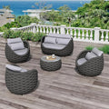 Erotr Fully Assembled Patio Furniture Set: 5 Pieces Woven Rope Outdoor Conversation Set Cushioned - Modern Metal Deck Loveseat Chair Table Set - Porch Seating for Courtyard Garden Pool Balcony Hotel