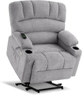 MCombo Power Lift Recliner Chair for Elderly, Lift Chair with Heat and Massage, Extra Wide Lift Recliner for Big People, Fabric R7096 (Medium-Wide, Grey)