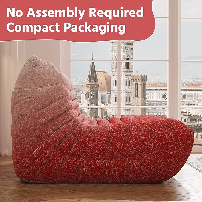 Bean Bag Chair, Fireside Chair, Large Bean Bag Chair for Adults, Bean Bag Chairs for Teens with High-Resilience Foam, Non-Slip Base Floor Lounge Sofa,Living Room (Gradient White-Pink, 3-Seater)