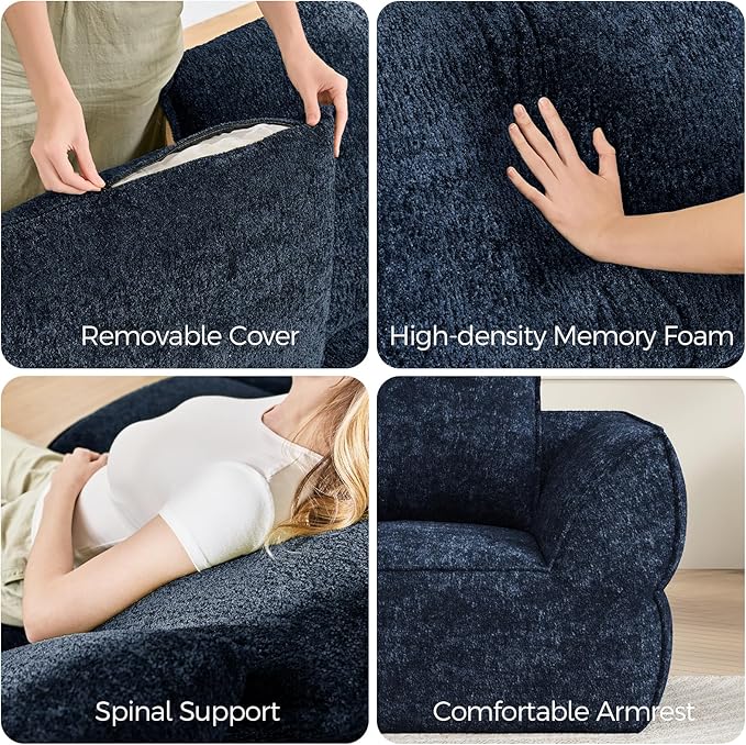 76.4" Cloud Loveseat Sofa, Deep Seat Couch with Pillows, Modern Comfortable Upholstery Boneless Sofa, 1 Piece for Living Room, Bedroom, Apartment, Removable Cover，No Assembly Required, Aqua Blue