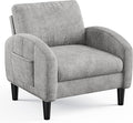 Accent Chair,Comfy,Mid-Century,2 Side Pockets,Armchair,Upholstered Bedroom Chair for Apartment,Waiting Room,Grey