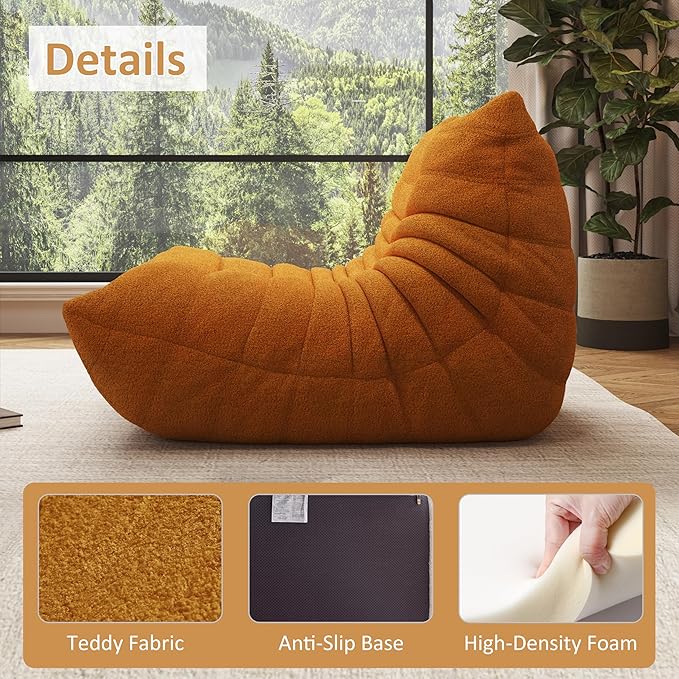 Bean Bag Chair, Oversized Bean Bag Chair for living Room, Fireside Chair for adults with Memory Foam Filled, Big Accent Sofa Lounge Floor Sofa for Gaming, Reading, Relax, No Assembly Required (Yellow)
