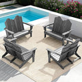SERWALL 2 Person Adirondack Loveseat, HDPE All-Weather Folding Adirondack Bench Chair, Outdoor Adirondack Chair Set of 4, Grey