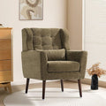 QKFF Modern Accent Chair, Upholstered Armchair with Pillow, Fabric Single Sofa Chair with Lounge Seat and Wood Legs Accent Chair for Living Room Bedroom Small Spaces (Avocado, Set of 1)