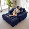 MAXYOYO Oversized Chaise Lounge Sofa, Upholstered Lounge Chair with 3 Pillows, Tufted Boneless Sofa Couch with Ottoman, Deep Seat Sleeper Chair for Living Room, Bedroom, No Assembly, Navy