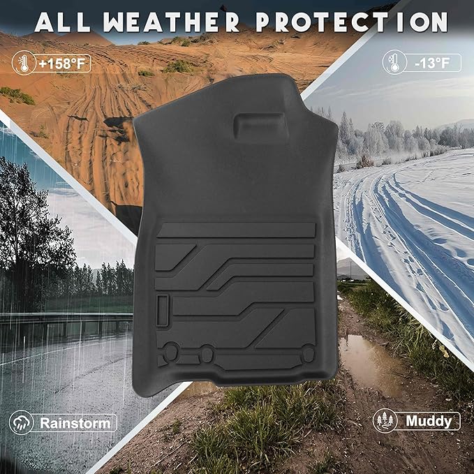 KARPAL Floor Mats for Ram 1500 Crew Cab 2002-2008(Quad Cab), 2500/3500 Crew Cab 2003-2009(Quad/Extended Cab), TPE All-Weather Floor Liners 1st & 2nd Row Car Mats, Ram Accessories